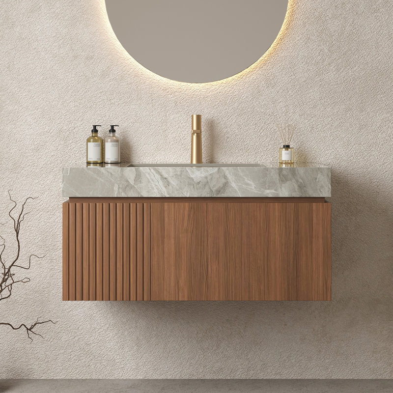 Meuble-lavabo 36 po avec lavabo, Espresso, Gris clair, 36"