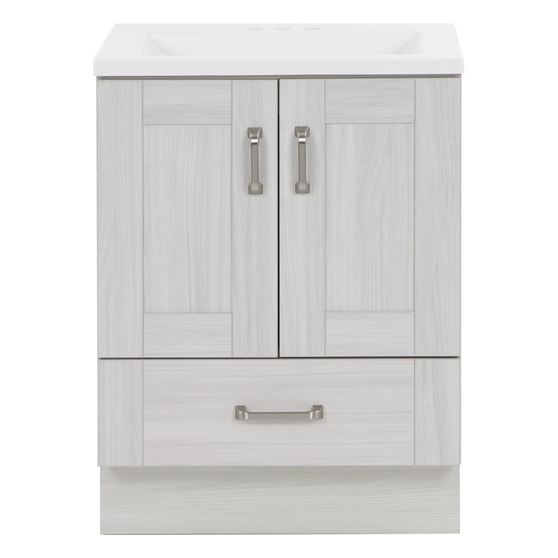 24.5" Single Bathroom Vanity With Cultured Marble Top, Elm Sky
