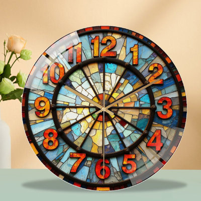Horloge murale rétro en verre coloré 12 po