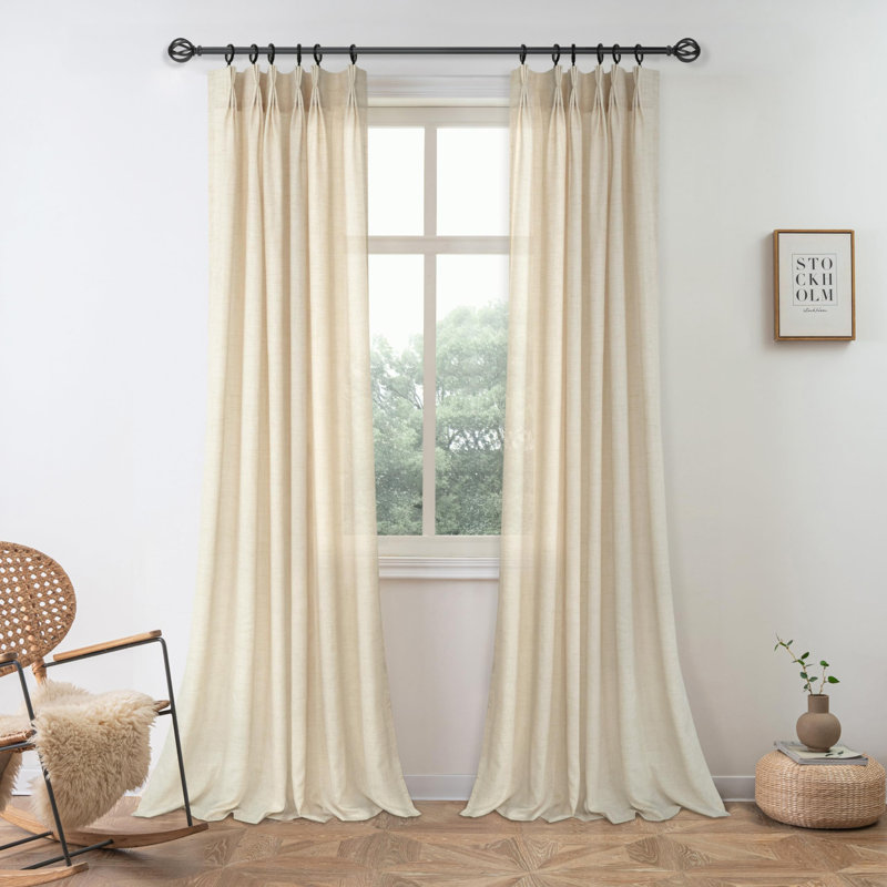 Rideau semi-transparent en polyester Schimmel, Beige, L 42 po x L 84 po