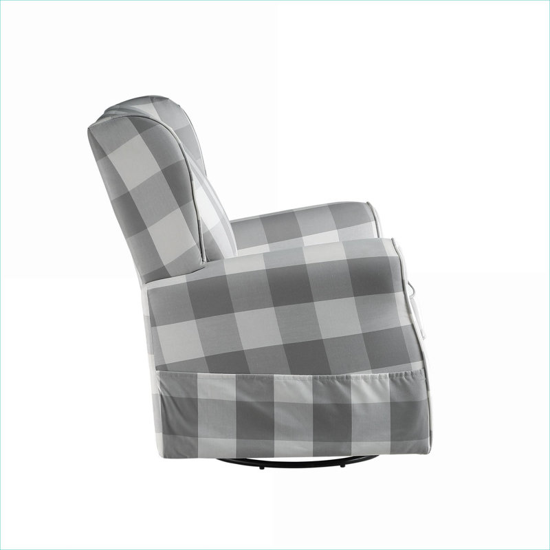 Classic Gray  Upholstered Fabric Swivel Glider Arm Chair for Cozy Living Room and Nursery Lounging
