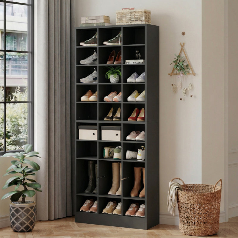30-Pair Shoe Storage Cabinet, Black