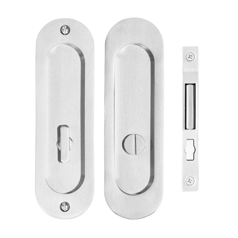 Pocket Door Hardware- Privacy, Satin Stainless Steel