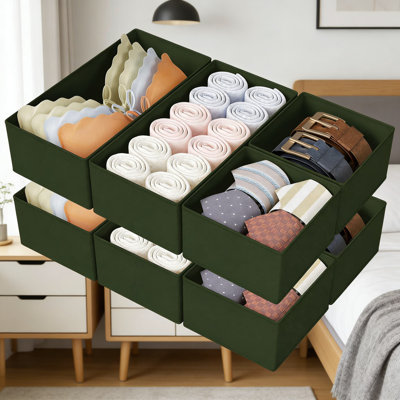 Ensemble de 8 tiroirs de rangement, diviseurs de tiroir en tissu et bacs de rangement pour vêtements, articles pour bébés, chaussettes et sous-vêtements, commode pliable et organisateur de garde-robe