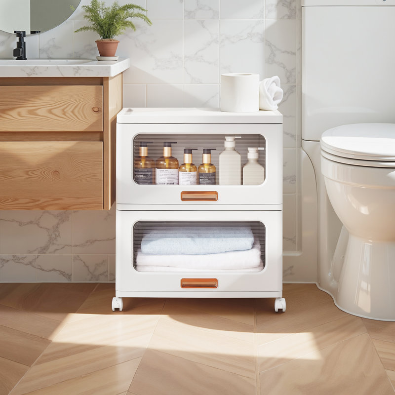Tiroir de rangement à 2 niveaux avec roulettes Abdullah, rangement en plastique empilable pour chambre à coucher et garde-robe