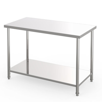 Stainless Steel Table, 48" x 24" Prep Workstation, 1000 LB Capacity, NSF Commercial Work Table with Adjustable Undershelf