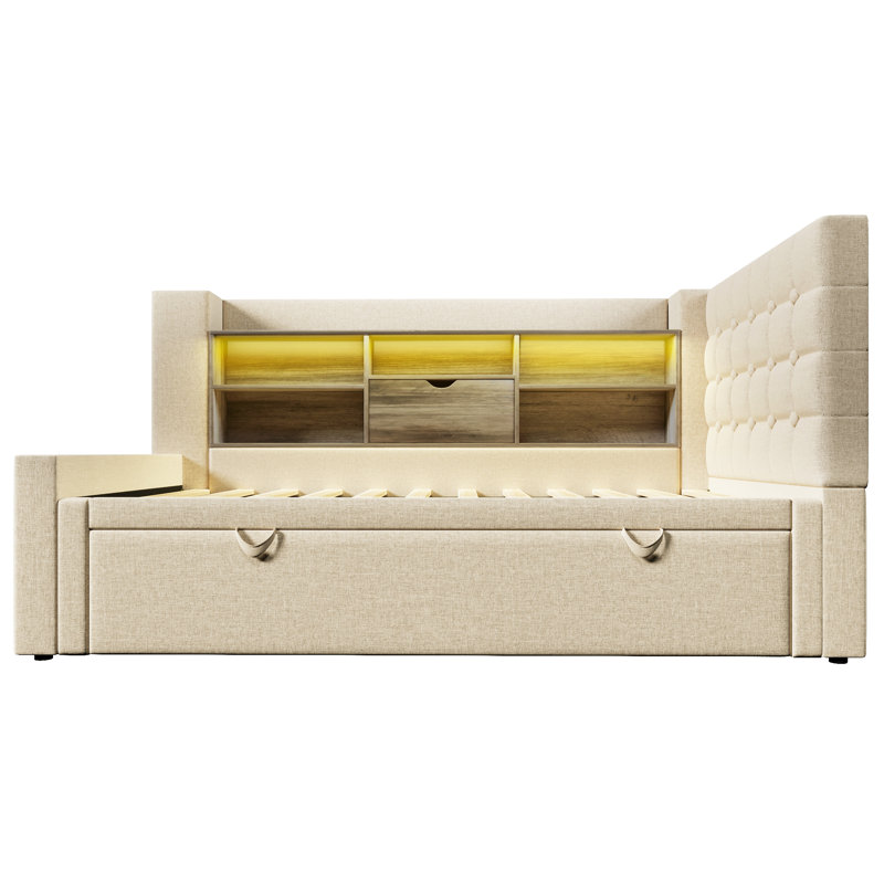 Upholstered with Trundle, Beige