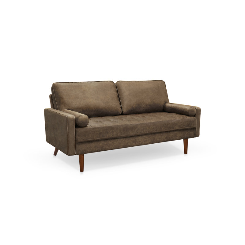 Aisha 70" Faux Leather Loveseat - Vintage Style
