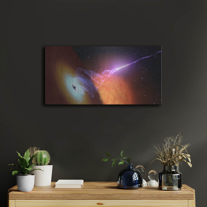 «Black Hole With Jet», art mural en métal, par NASA Space Photos, H 12 po x l 24 po