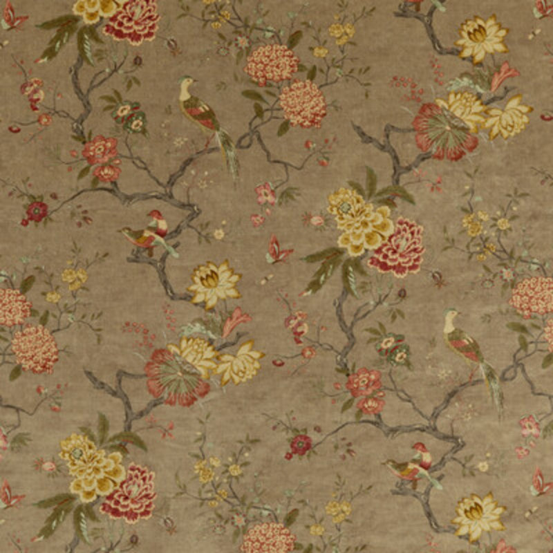 Signature Oriental Bird Fabric, Mole