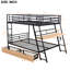 Lit superposé en métal noir avec bureau intégré et 2 tiroirs apaisants - Solution pour chambre double