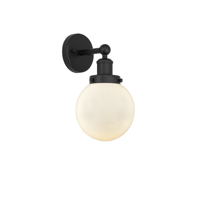 Applique murale à bras en acier 1 lumière Chickam Oak, Noir mat, Blanc mat