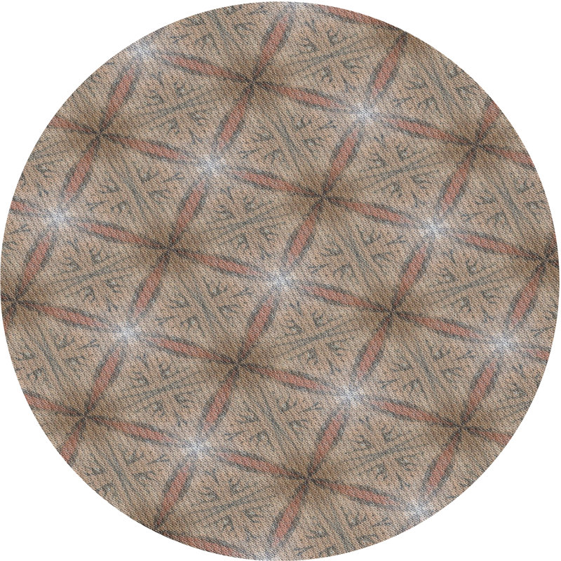 Tapis de zone brun à motif, Rond 4 pi