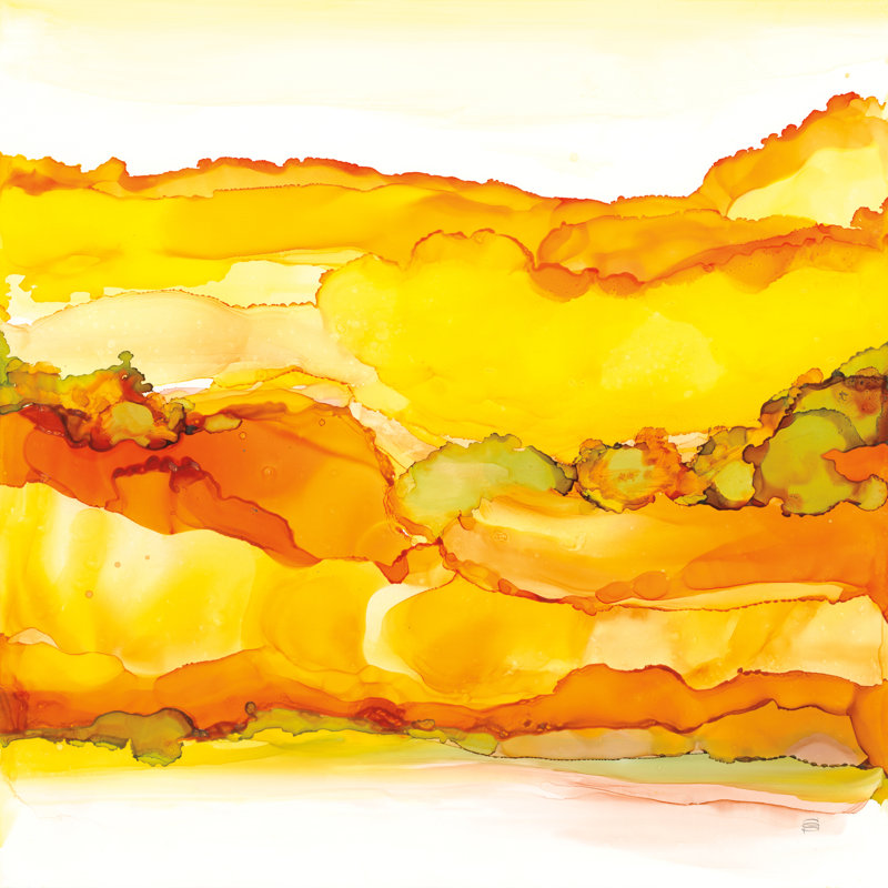 Yellowscape II, H 12 po x l 12 po, Oui, Cadre simple argenté