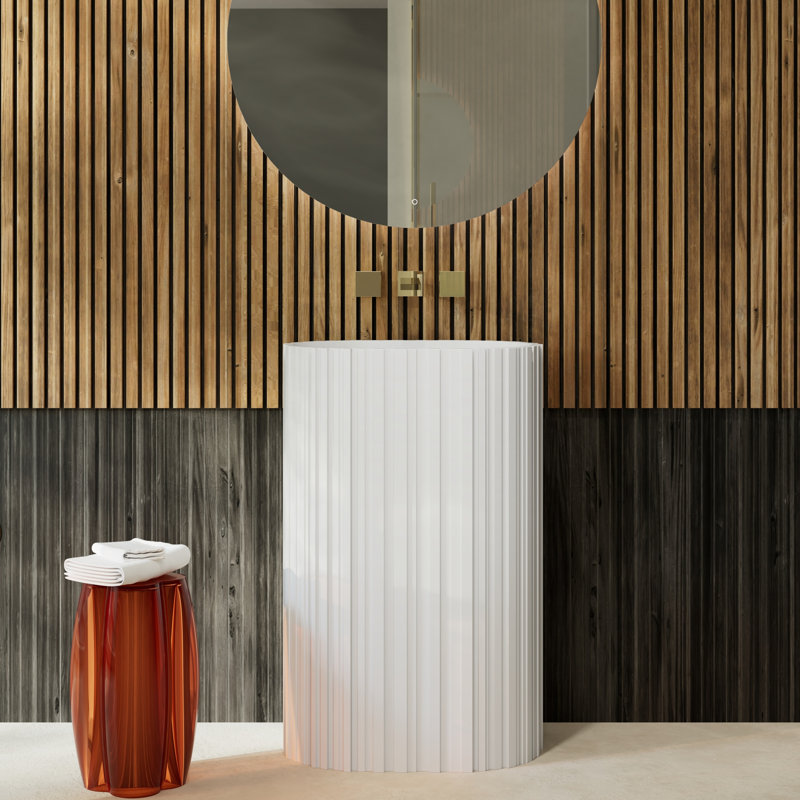 Monblari 23" X 15" Solid Surface Bathroom Pedestal Sink Matte White