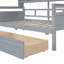 Lit de jour simple, support en lattes de bois, avec tablettes de chevet et deux tiroirs, gris