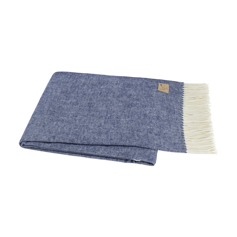 Italian Herringbone Throw Blanket, Indigo