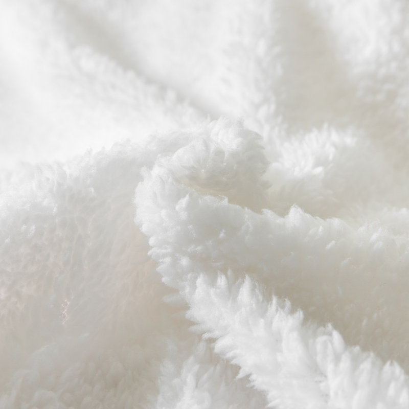 Teddy Fleece Duvet Cover set, Single - 1 Standard Pillowcase, White