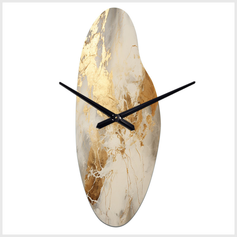 Wikenson - Curved Shape Large Beige Wall Clock - Unique Shape, Moyenne
