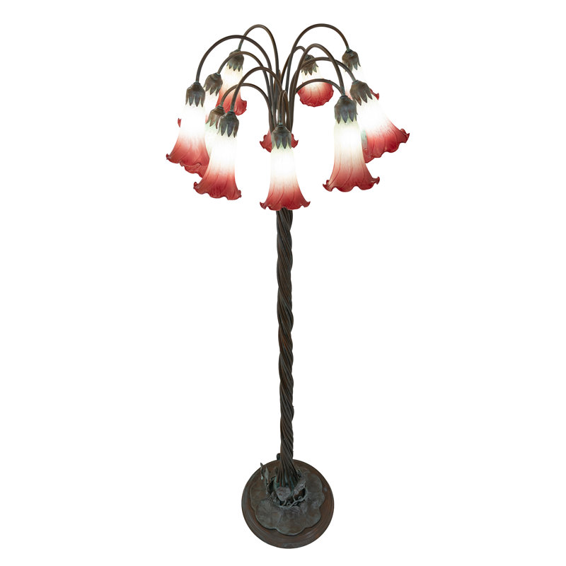 Tiffany Pond Lily Floor Lamp, Pink/White