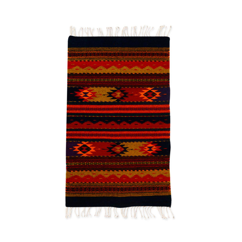 Wool Abstract Area Rug in Red/Black