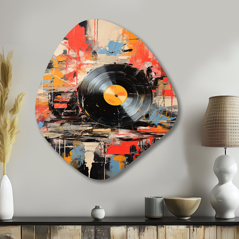 Ramsey - Unique Shape Vinyle disques, art mural, reproduction de sculpture murale asymétrique en métal, H 35 po x l 31 po