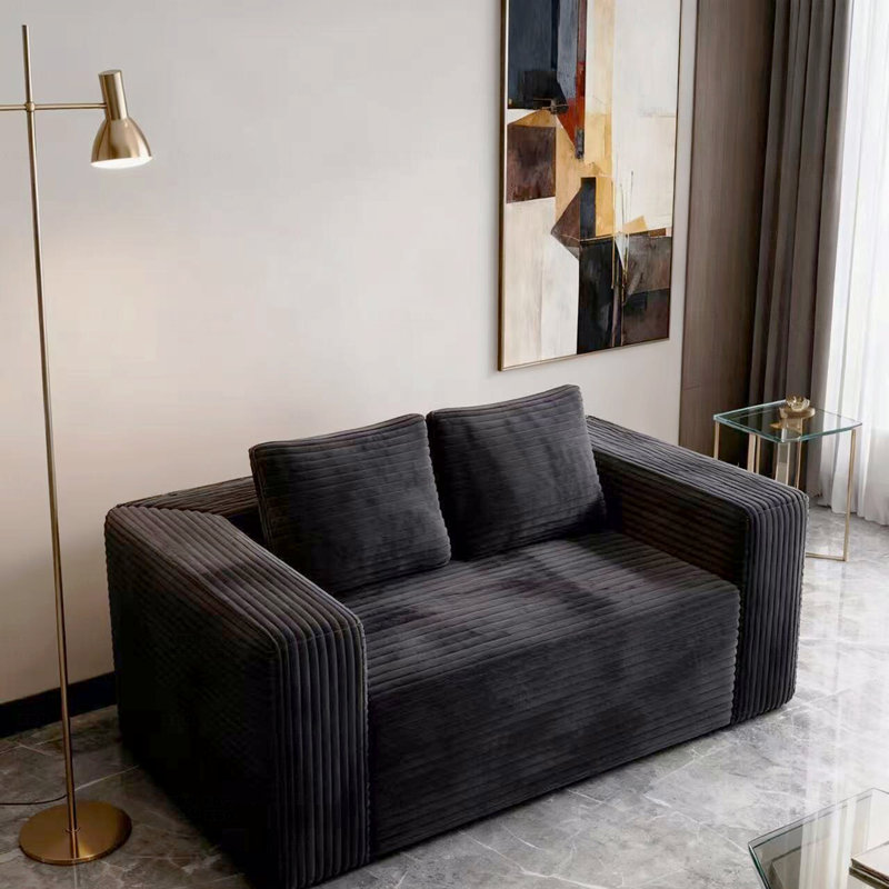 Canapé en velours côtelé Corduroy, canapé-lit Cloud dans une boîte, canapé 2 places sans os, siège profond confortable, mousse à mémoire de forme compressée, petits fauteuils modernes