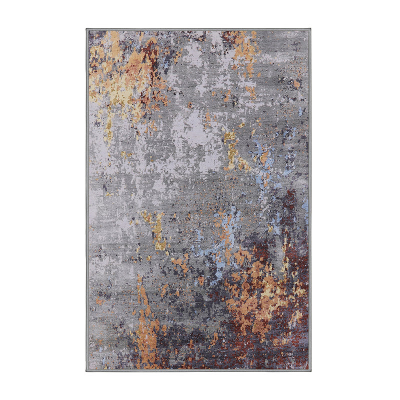 Tapis 100% moderne lavable à la machine de style Mid-Century 2553, Rectangle 6 pi x 9 pi