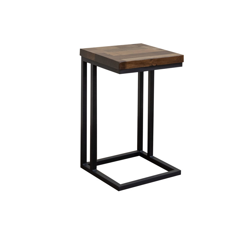 Base en fer Manuell et plateau en bois, table en forme de C