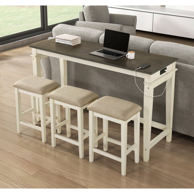 Ensemble de table de salle à manger à hauteur de comptoir moderne à deux tons 4Pc