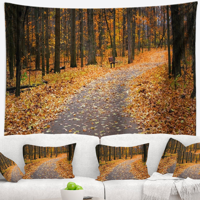Tapisserie de forêt d'automne, H 32 po x l 39 po