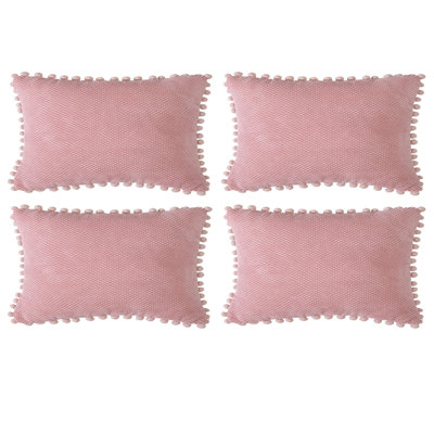 Pom-poms Cotton Blend Reversible Throw Pillow