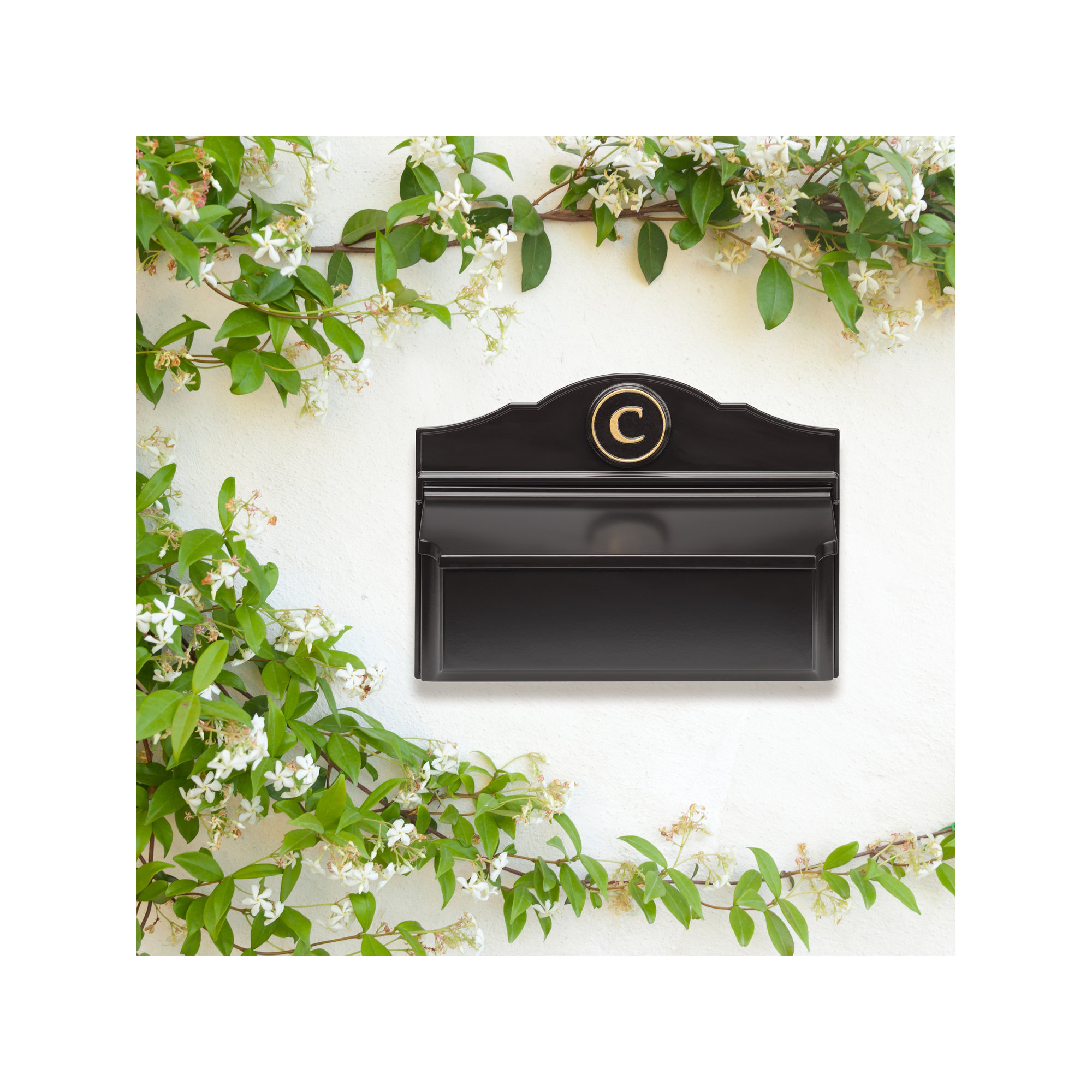 Colonial Wall Mounted Mailbox, Yes, Black/Gold
