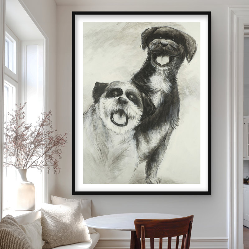 Happy Dogs S croquis - reproduction encadrée pour la décoration de la chambre