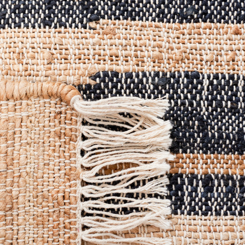 Ashburn brown/black in handwoven flatwoven cotton, Runner 2'3" x 9'