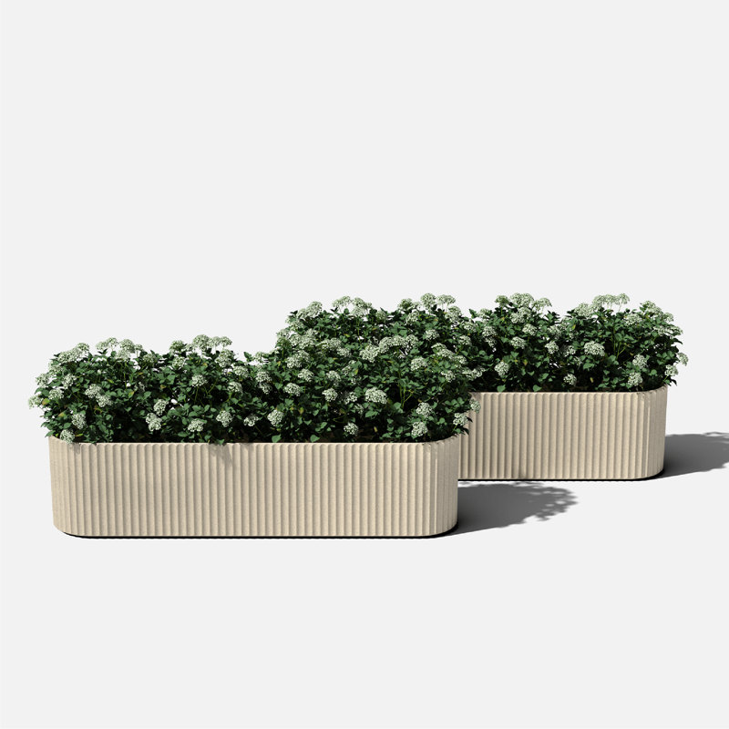 Sandstone 36" Plastic-Stone Outdoor Window Box Planter Set