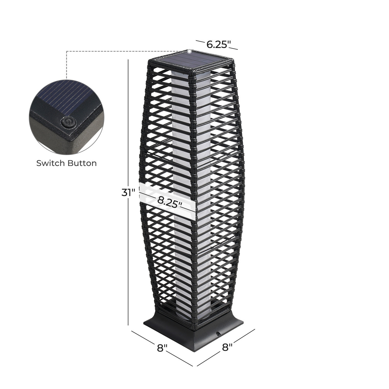 Freida Solar Wicker Floor Lamp, 31" H x 8.3" W x 8.3" D