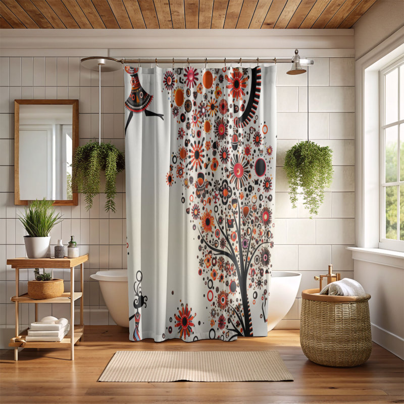 Boedy Abstract Shower Curtain, 74"H x 71"W