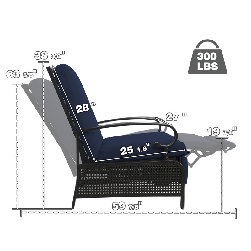 Méridienne inclinable et réglable Kozyard, Bleu marine