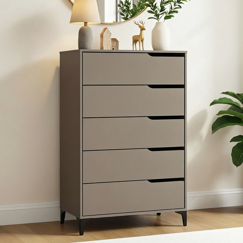 Norcross 5 Drawer 31'' W Dresser, Warm Taupe