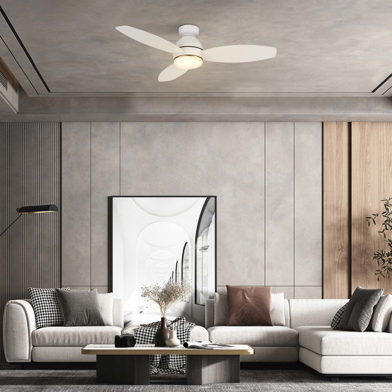 Ventilateur de plafond encastré intelligent avec télécommande et ensemble d'éclairage inclus, Blanc, 48