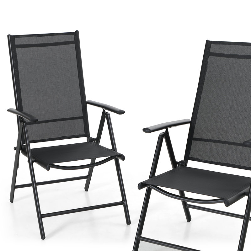 Ensemble repas d'extérieur 5 pièces avec chaises pliantes portatives Salem, Noir