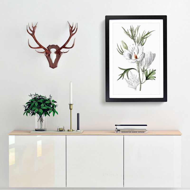 White Hibiscus Flowers - Framed Print, Black Framed, 48cm H x 36cm W x 2cm D