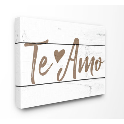 " Minimal Te Amo White Planked Spanish Typography "