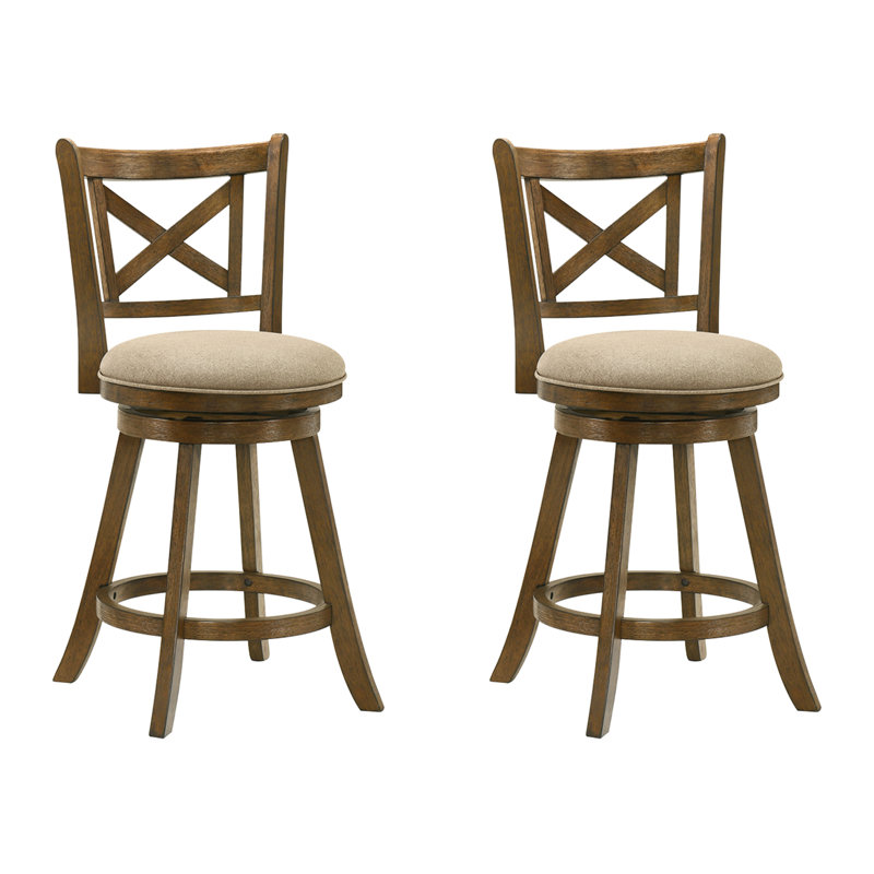 Tabouret de bar pivotant en bois Kodi, Beige, 1, Tabouret de comptoir (siège d'une hauteur de 24,7