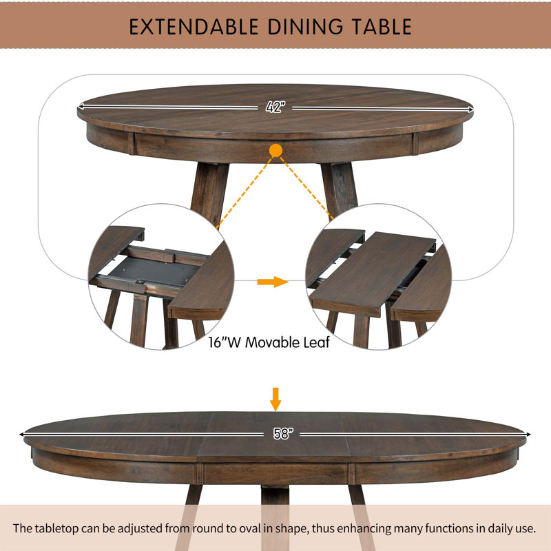 Abbra Round 58'' L Dining Set, Walnut