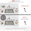 Élégant évier de cuisine à simple cuve en acier inoxydable avec grille et crépine 30 po.