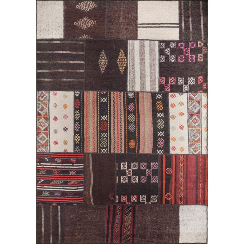 Tapis décoratif brun, Rectangle 5 pi x 7 pi 7 po