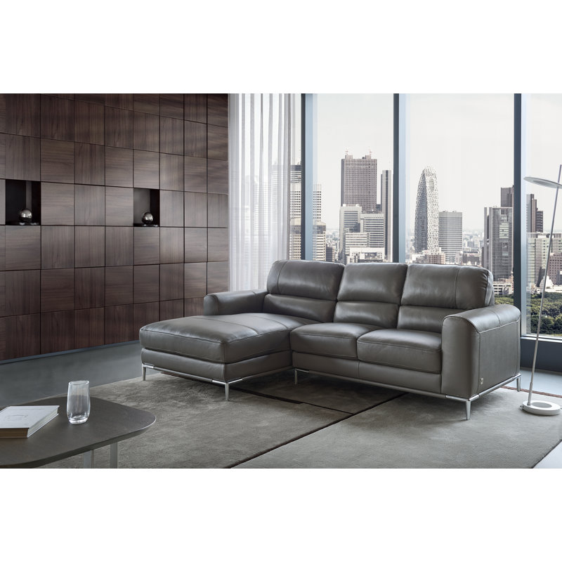 Brousseau Upholstered Sectional, Left Hand Facing, Gray Leather Match