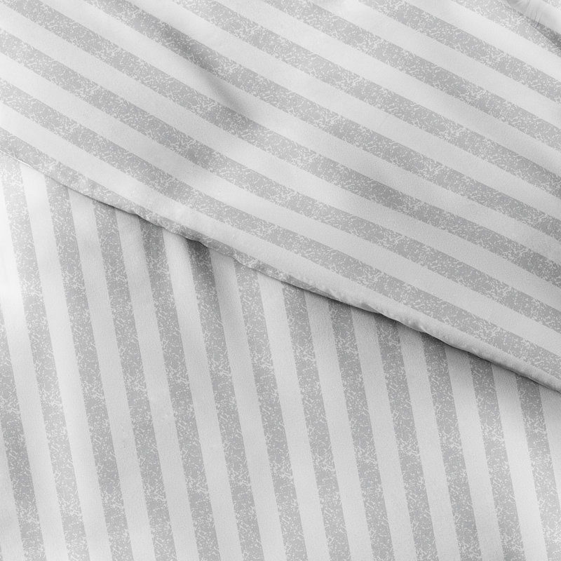 Light Gray Twin 3-Piece Striped Microfiber Duvet Cover Set